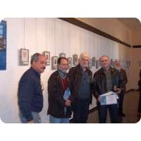 Jorge Sayagu&eacute;s, &Oacute;scar Ferrando,Gustavo Guadalupe, y el ganador del Primer Premio Montevideo Gerardo Farber